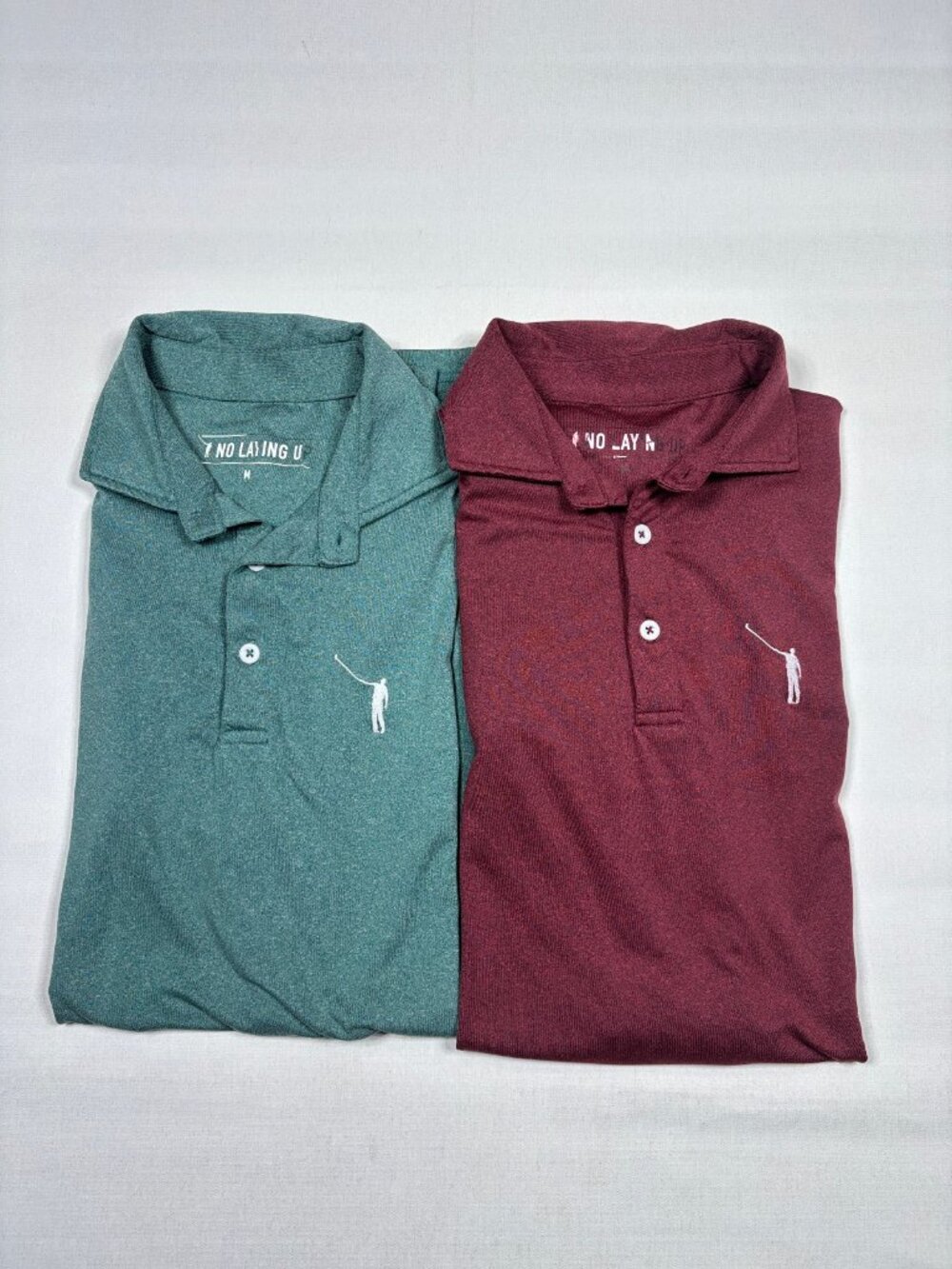 Lot of 2 No Laying Up Performance Golf Polos Green & Maroon Men's Medium M NLU